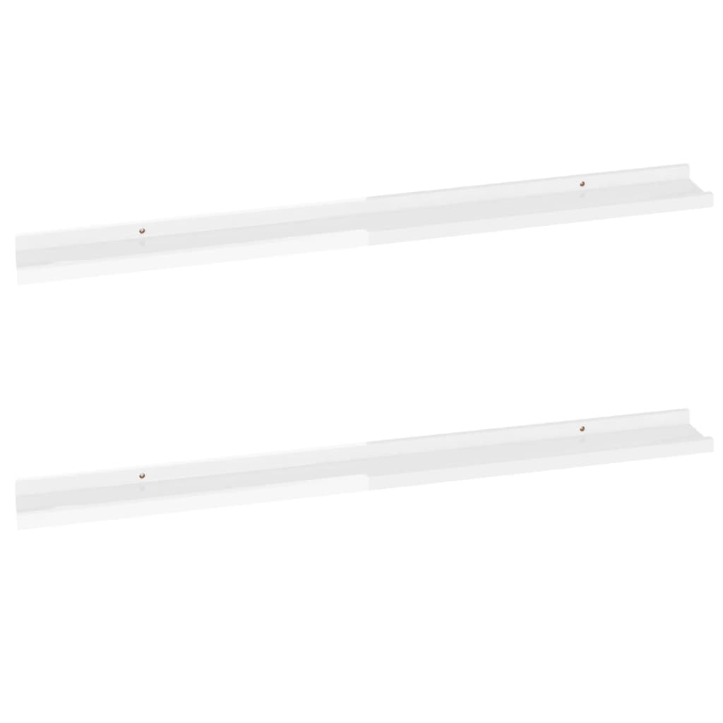 Wall Shelves 2 pcs High Gloss White 100x9x3 cm