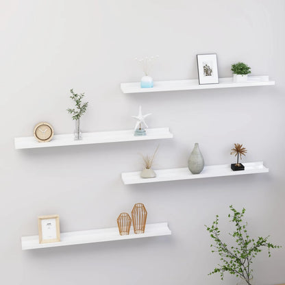 Wall Shelves 4 pcs High Gloss White 80x9x3 cm