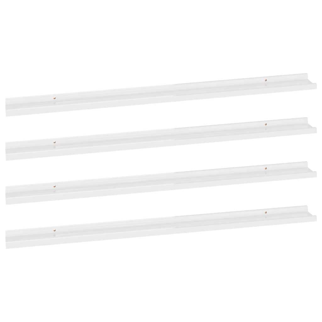 Wall Shelves 4 pcs High Gloss White 115x9x3 cm