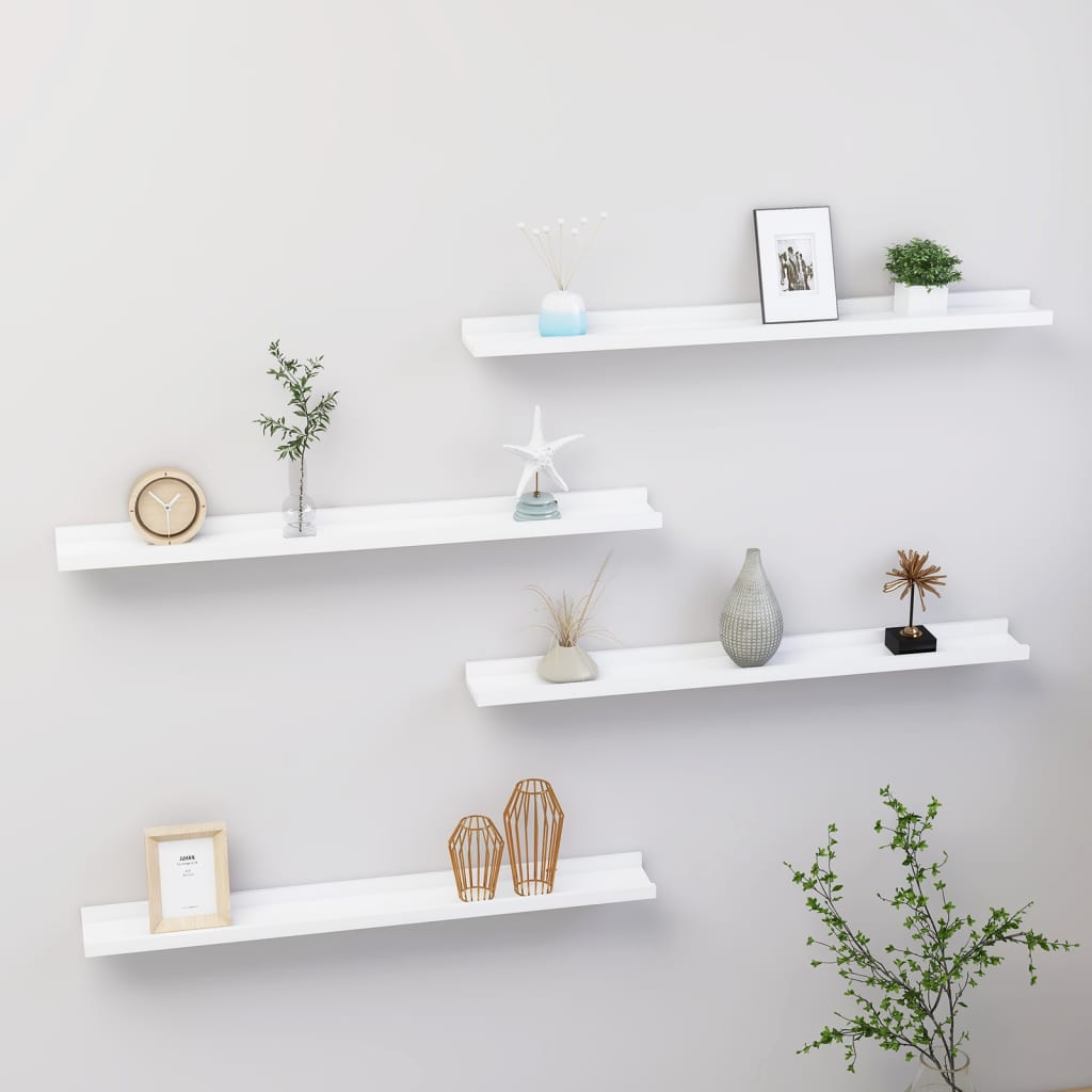 Wall Shelves 4 pcs White 80x9x3 cm