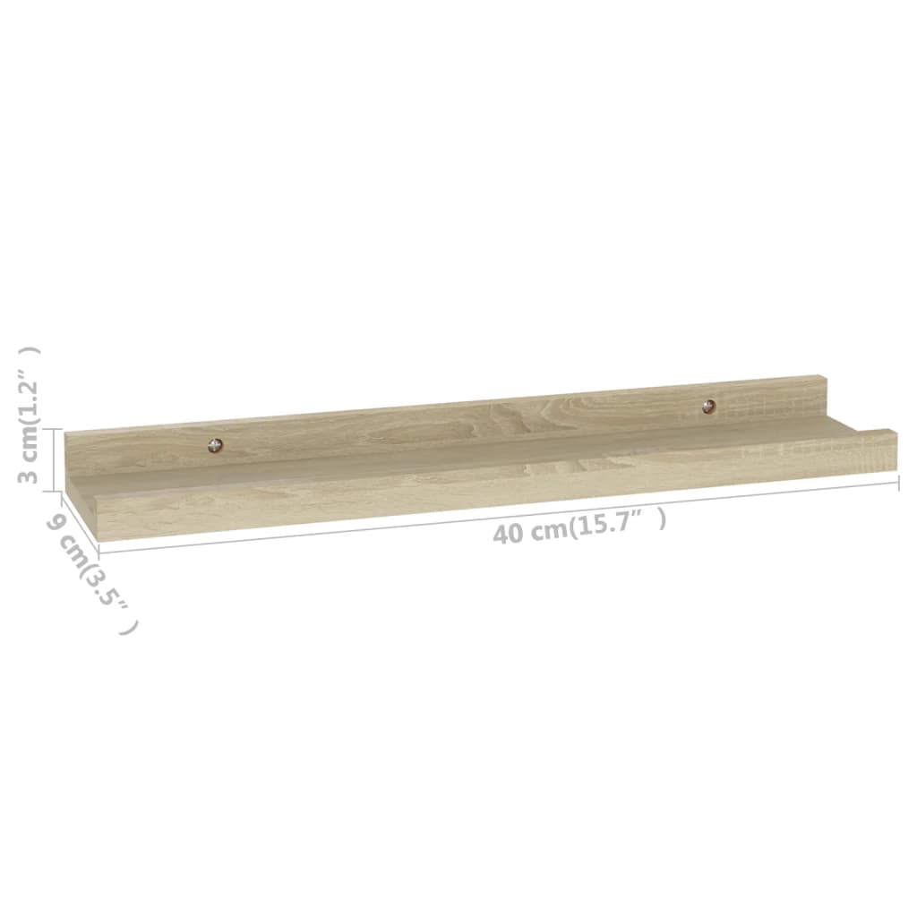 Wall Shelves 2 pcs Sonoma Oak 40x9x3 cm