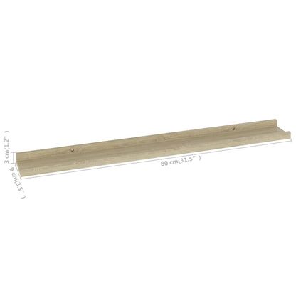 Wall Shelves 2 pcs Sonoma Oak 80x9x3 cm