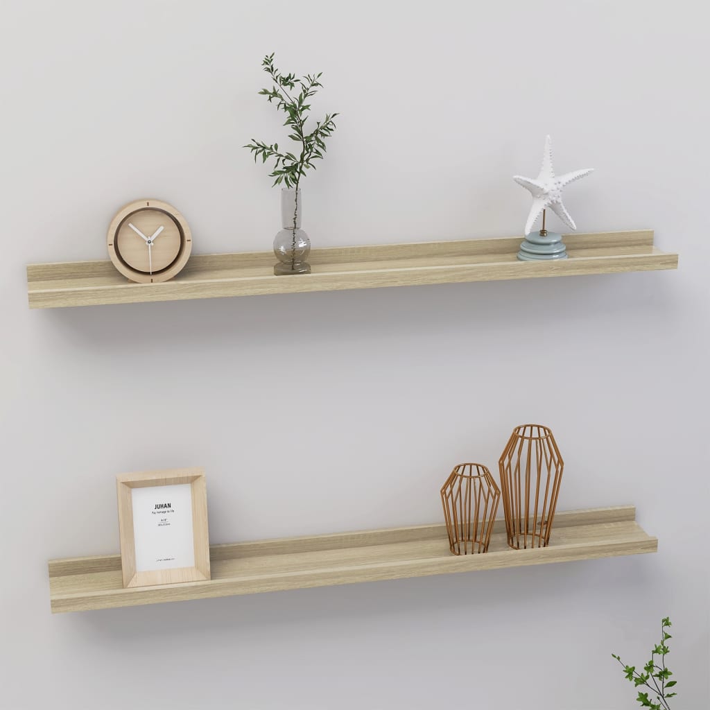 Wall Shelves 2 pcs Sonoma Oak 80x9x3 cm