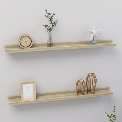 Wall Shelves 2 pcs Sonoma Oak 80x9x3 cm