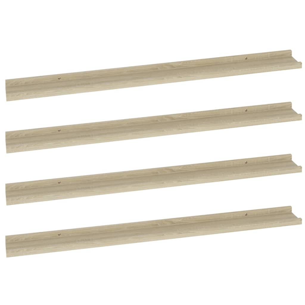 Wall Shelves 4 pcs Sonoma Oak 100x9x3 cm