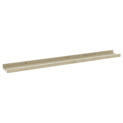 Wall Shelves 2 pcs White and Sonoma Oak 80x9x3 cm