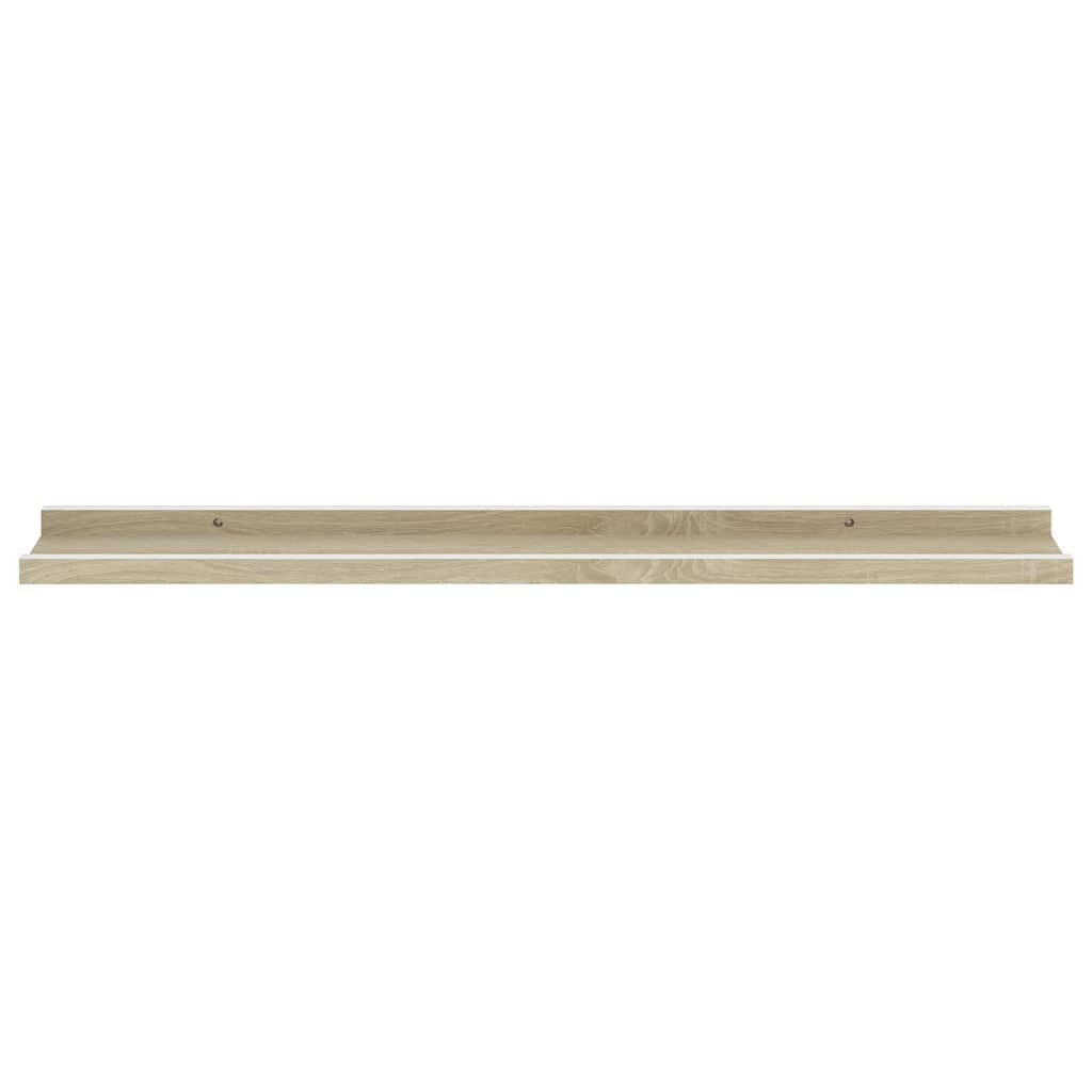 Wall Shelves 2 pcs White and Sonoma Oak 80x9x3 cm