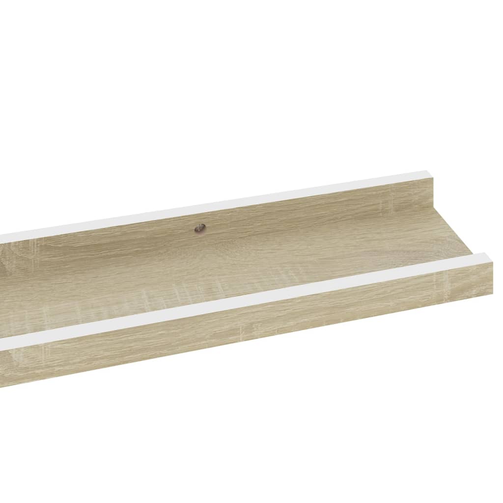 Wall Shelves 2 pcs White and Sonoma Oak 80x9x3 cm