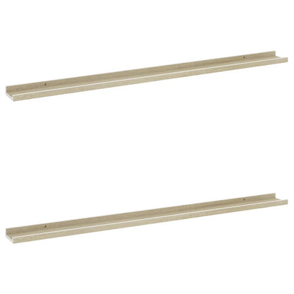 Wall Shelves 2 pcs White and Sonoma Oak 115x9x3 cm