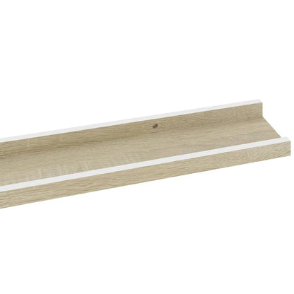 Wall Shelves 2 pcs White and Sonoma Oak 115x9x3 cm