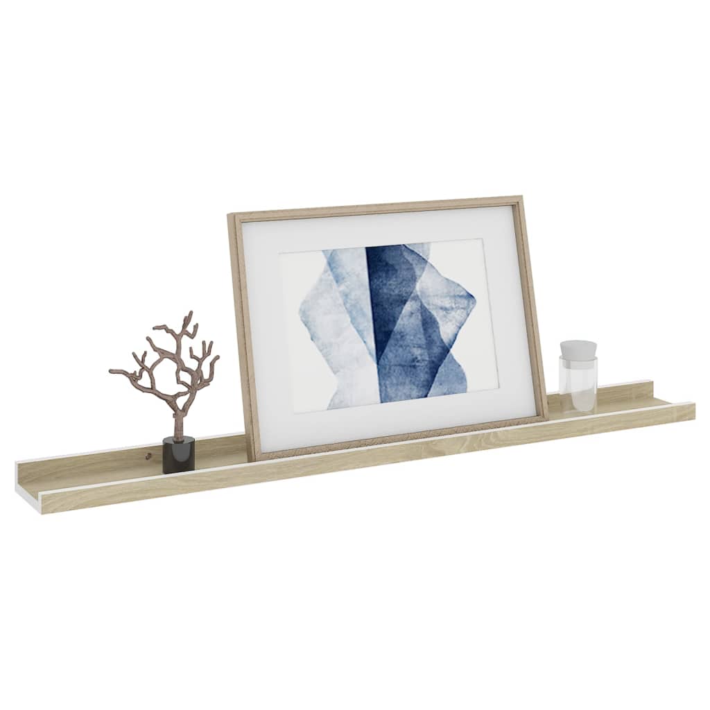 Wall Shelves 4 pcs White and Sonoma Oak 80x9x3 cm