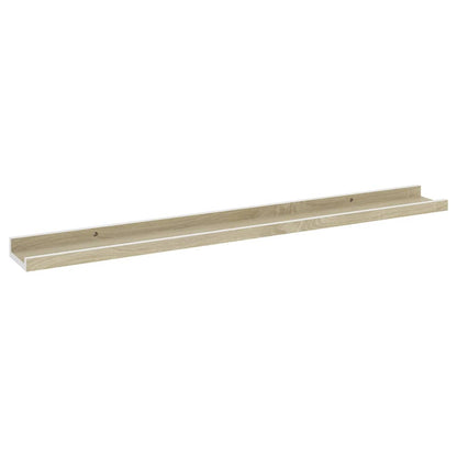 Wall Shelves 4 pcs White and Sonoma Oak 80x9x3 cm