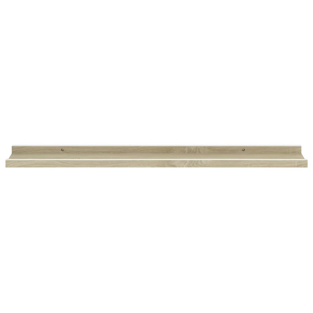 Wall Shelves 4 pcs White and Sonoma Oak 80x9x3 cm