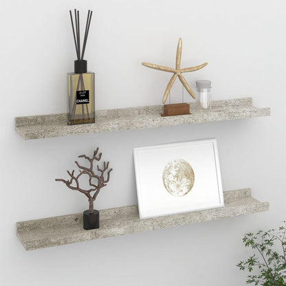 Wall Shelves 2 pcs Concrete Grey 60x9x3 cm