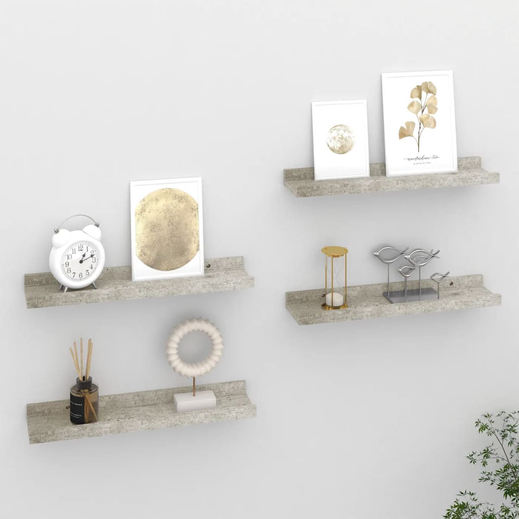 Wall Shelves 4 pcs Concrete Grey 40x9x3 cm