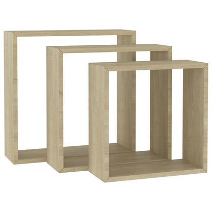 Wall Cube Shelves 3 pcs Sonoma Oak