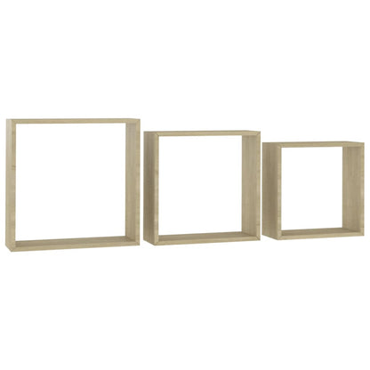 Wall Cube Shelves 3 pcs Sonoma Oak