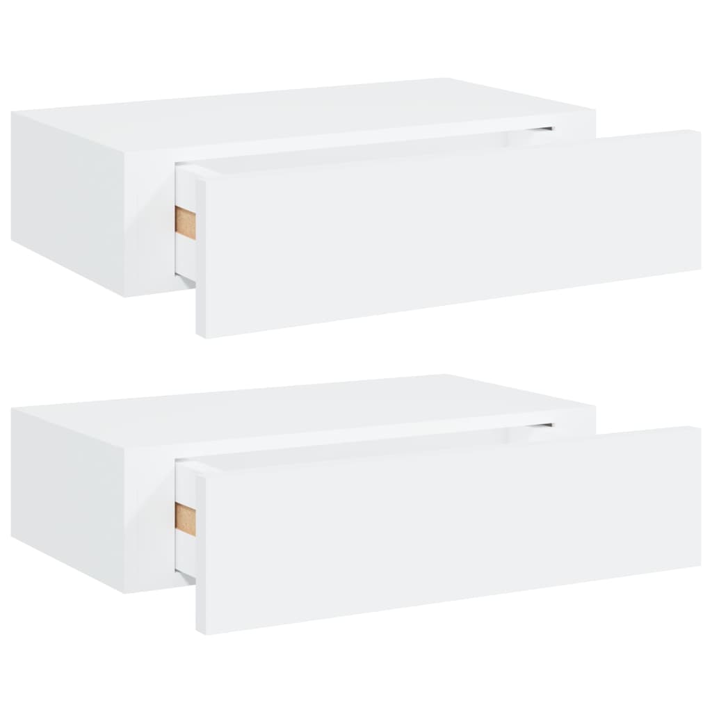 Wall-mounted Drawer Shelves 2 pcs White 40x23.5x10 cm MDF