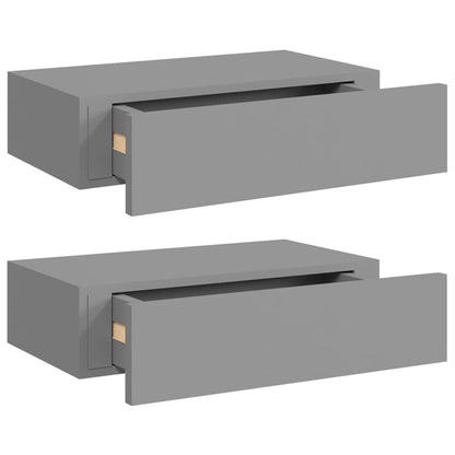 Wall-mounted Drawer Shelves 2 pcs Grey 40x23.5x10cm MDF