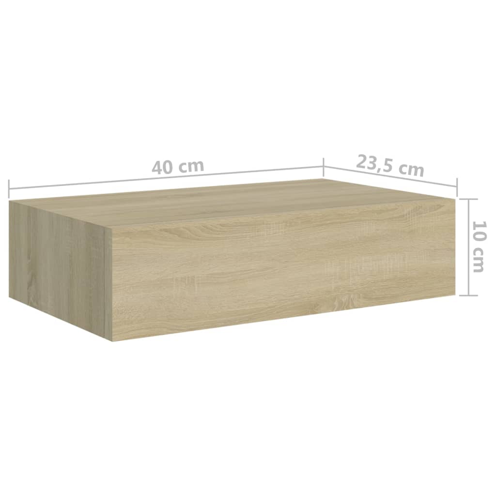 Wall-mounted Drawer Shelves 2 pcs Oak 40x23.5x10cm MDF