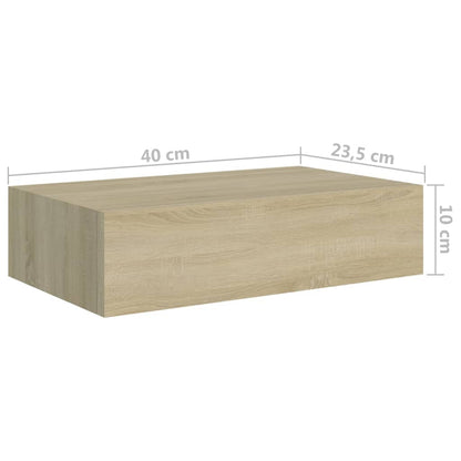 Wall-mounted Drawer Shelves 2 pcs Oak 40x23.5x10cm MDF