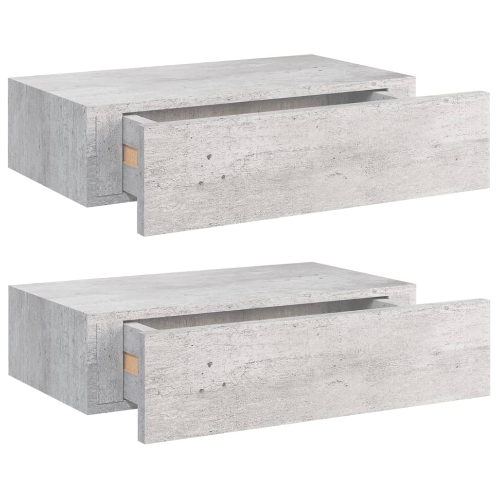 Wall Drawer Shelves 2 pcs Concrete Grey 40x23.5x10cm MDF