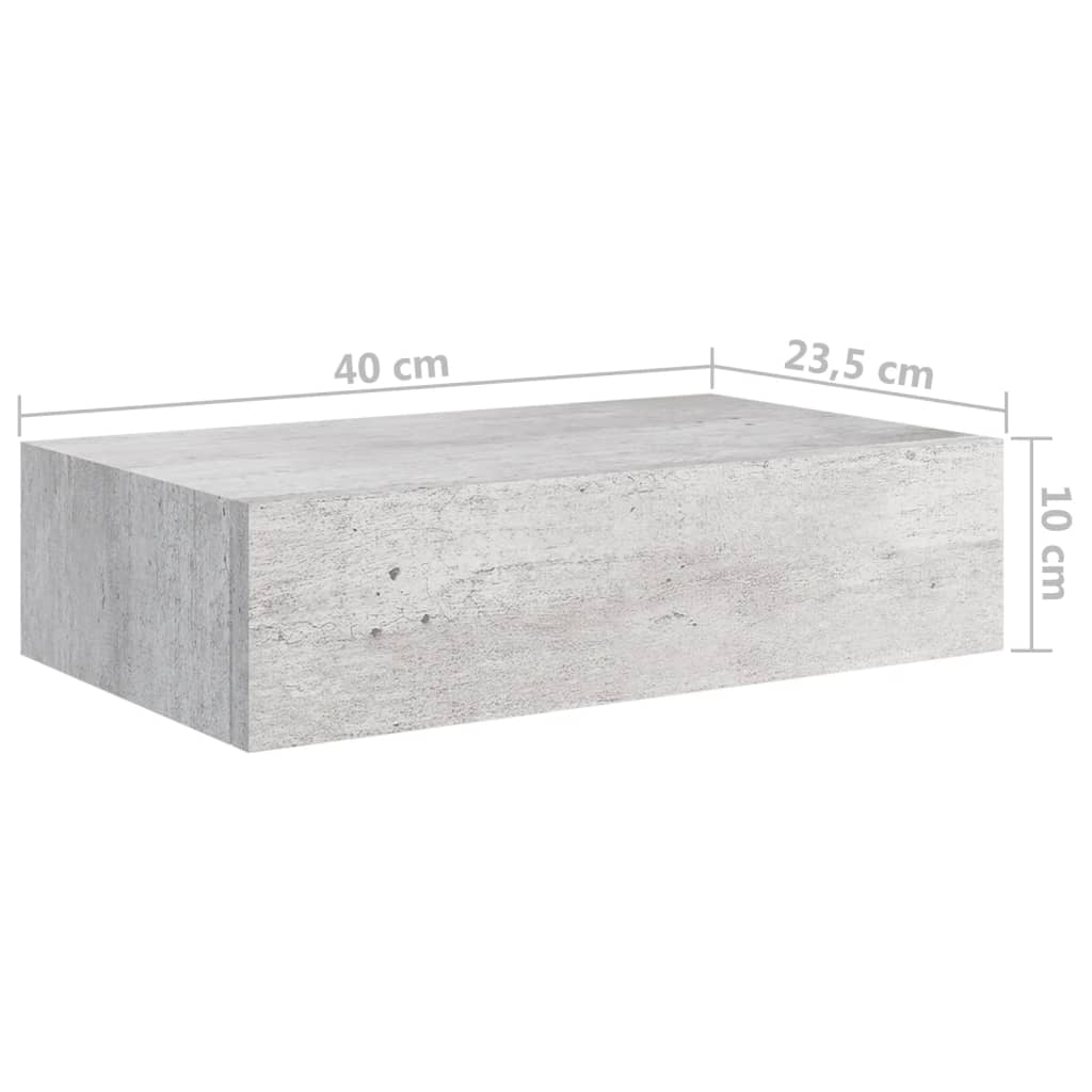 Wall Drawer Shelves 2 pcs Concrete Grey 40x23.5x10cm MDF