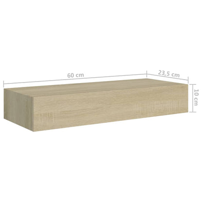 Wall-mounted Drawer Shelves 2 pcs Oak 60x23.5x10cm MDF