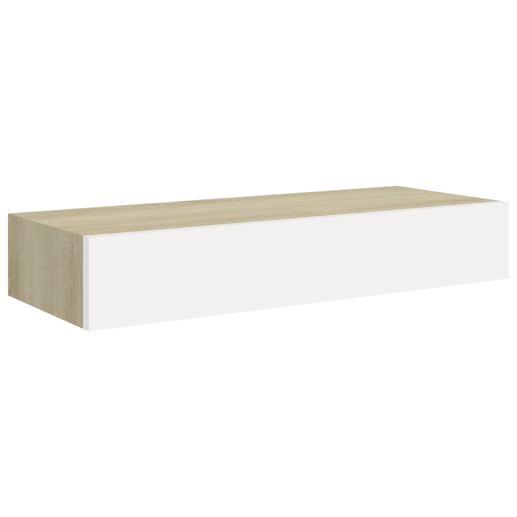 Wall Drawer Shelves 2 pcs Oak and White 60x23.5x10cm MDF