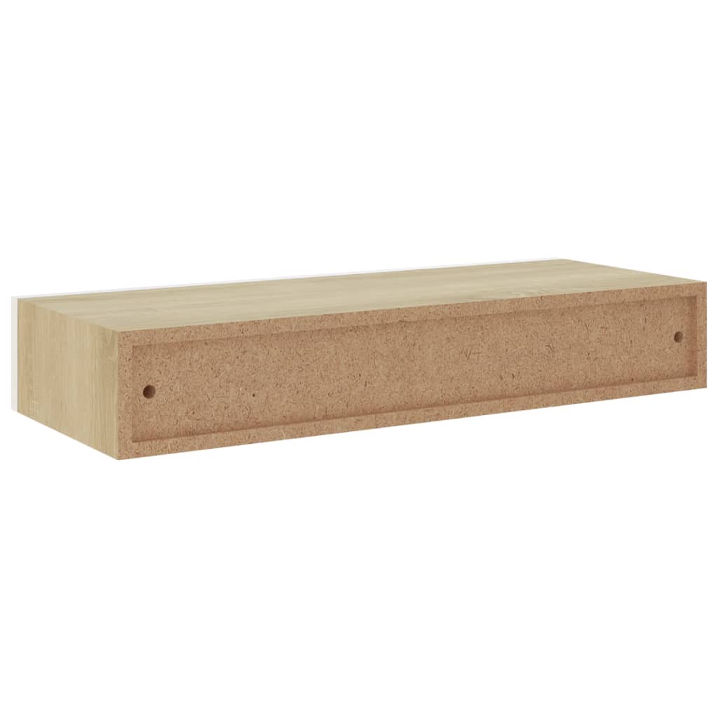 Wall Drawer Shelves 2 pcs Oak and White 60x23.5x10cm MDF