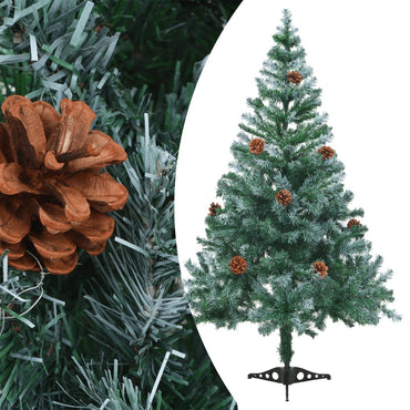 Frosted Pre-lit Christmas Tree with Ball Set Pinecones 150 cm