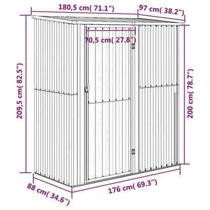 Garden Shed Green 180.5x97x209.5 cm Galvanised Steel