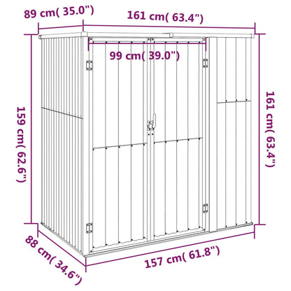 Garden Tool Shed Brown 161x89x161 cm Galvanised Steel