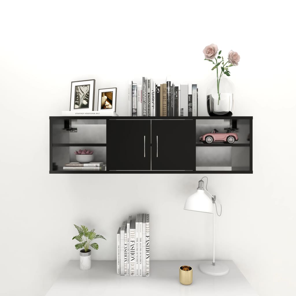 Wall Shelf Black 102x30x29 cm Engineered Wood