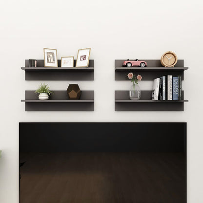 Wall Shelf 4 pcs High Gloss Grey 60x11.5x18 cm Engineered Wood