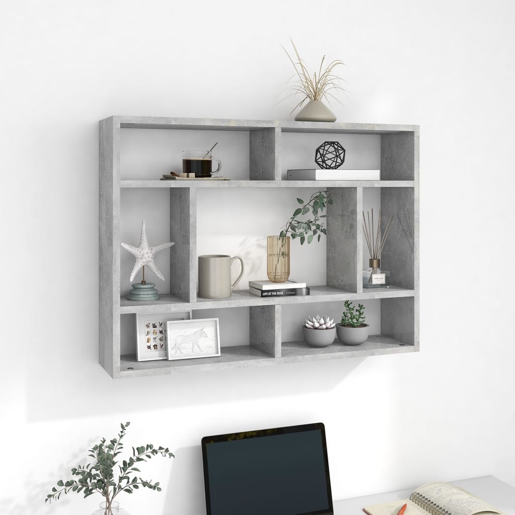 Wall Shelf Concrete Grey 75x16x55 cm Engineered Wood