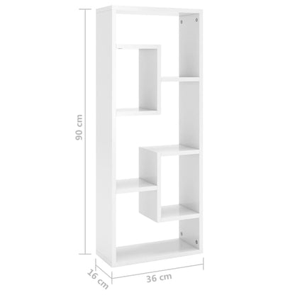 Wall Shelf High Gloss White 36x16x90 cm Engineered Wood