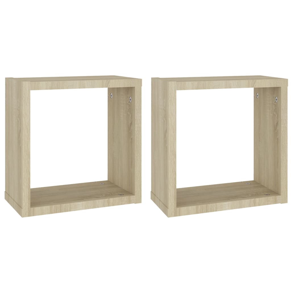 Wall Cube Shelves 2 pcs Sonoma Oak 30x15x30 cm