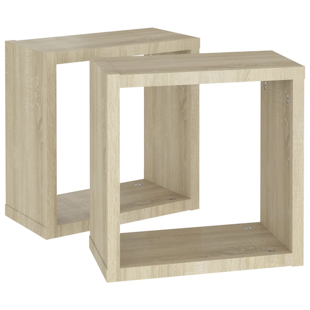 Wall Cube Shelves 2 pcs Sonoma Oak 30x15x30 cm