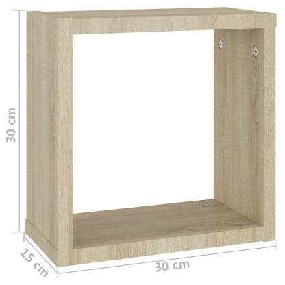 Wall Cube Shelves 2 pcs Sonoma Oak 30x15x30 cm