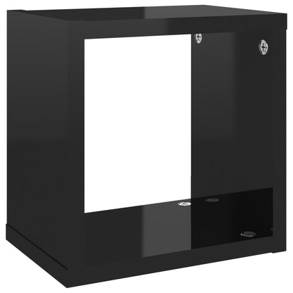 Wall Cube Shelves 6 pcs High Gloss Black 22x15x22 cm