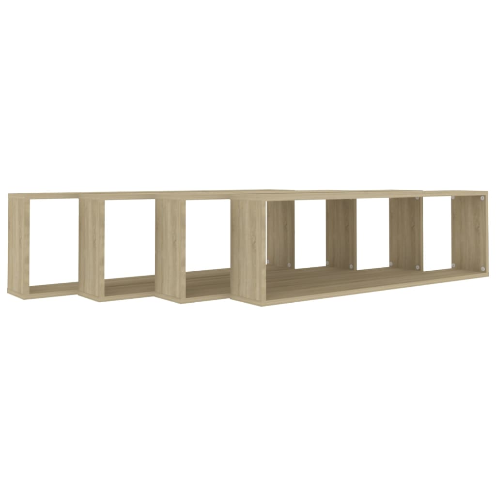 Wall Cube Shelf 4 pcs Sonoma Oak 100x15x30 cm Engineered Wood