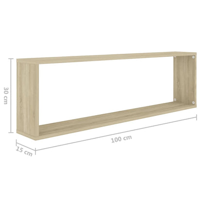 Wall Cube Shelf 4 pcs Sonoma Oak 100x15x30 cm Engineered Wood