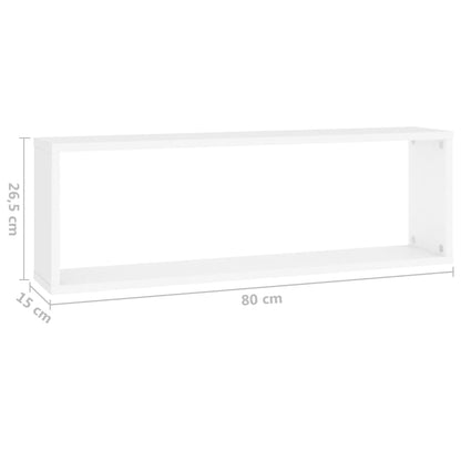 Wall Cube Shelf 2 pcs White 80x15x26.5 cm Engineered Wood