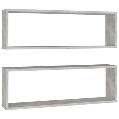 Wall Cube Shelf 2 pcs Concrete Grey 80x15x26.5 cm Engineered Wood