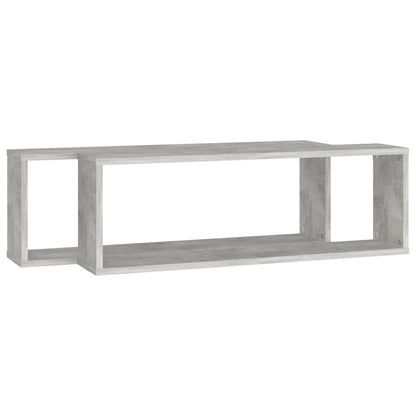 Wall Cube Shelf 2 pcs Concrete Grey 80x15x26.5 cm Engineered Wood