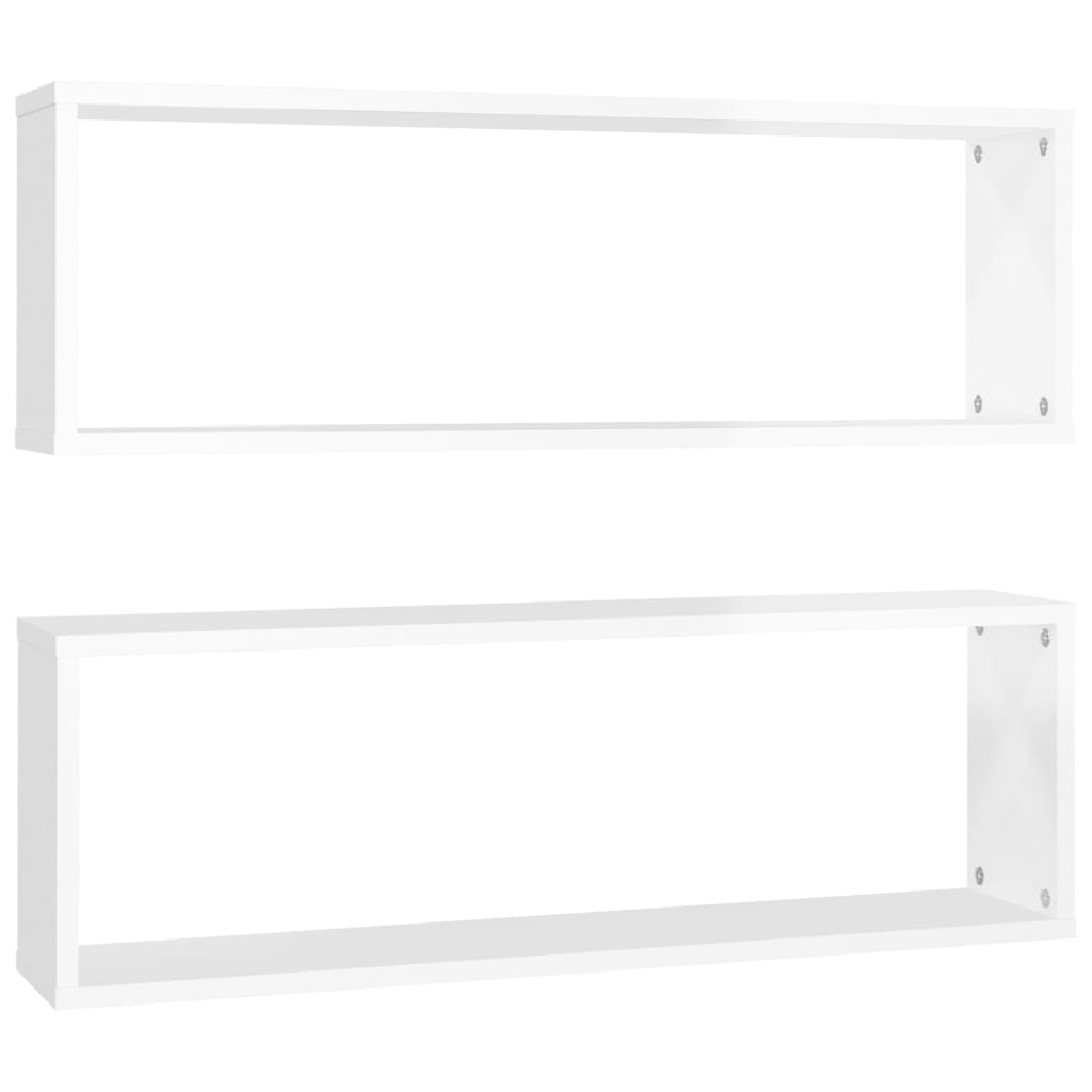 Wall Cube Shelf 2 pcs High Gloss White 80x15x26.5cm Engineered Wood