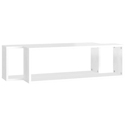 Wall Cube Shelf 2 pcs High Gloss White 80x15x26.5cm Engineered Wood