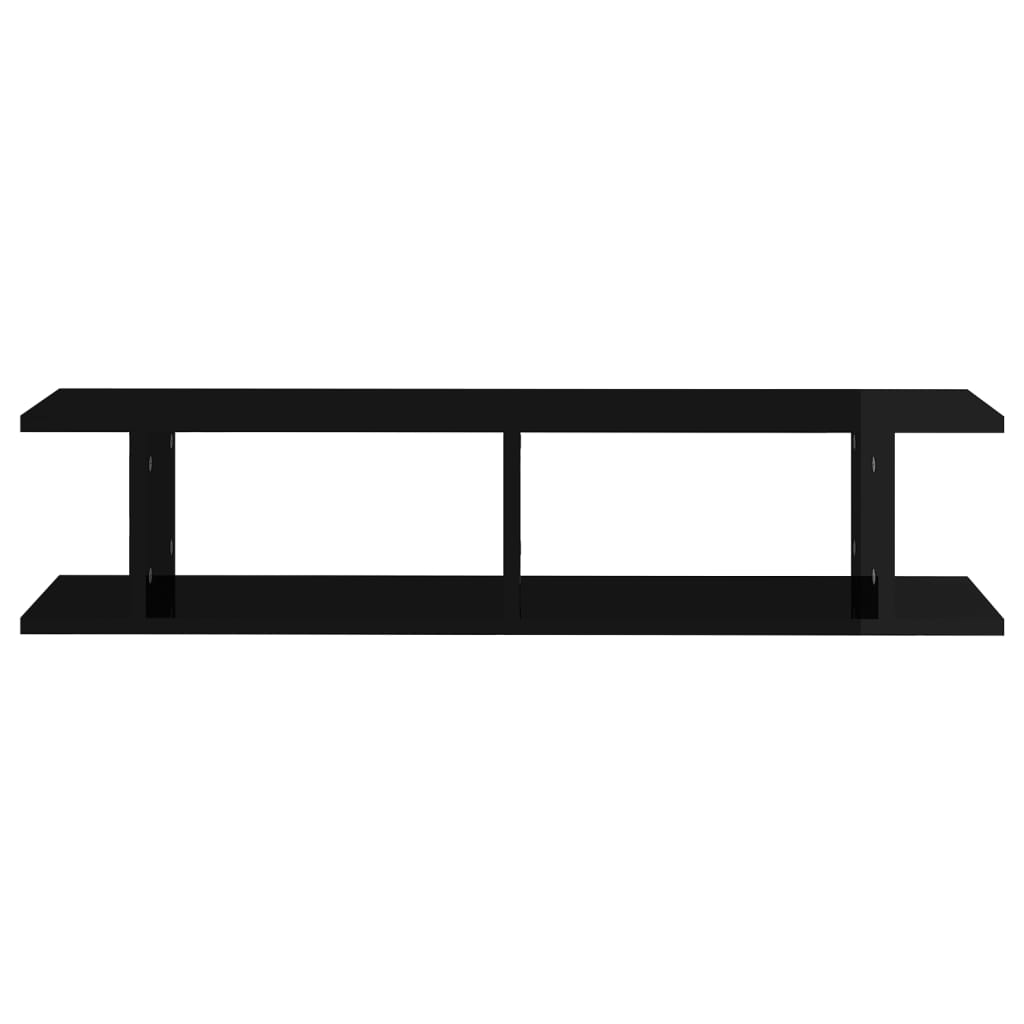 Wall Shelf 2 pcs High Gloss Black 90x18x20 cm Engineered Wood