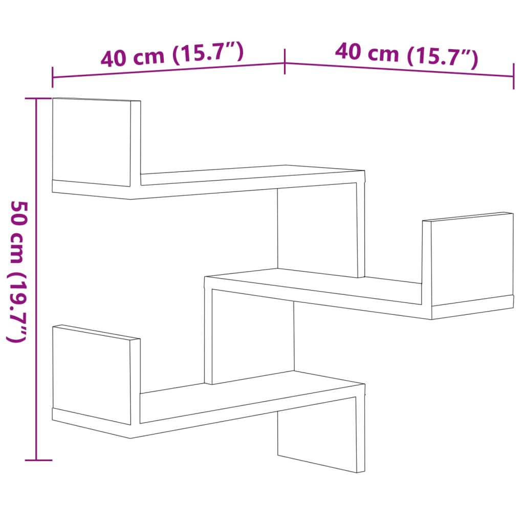 Wall Corner Shelf 2 pcs High Gloss White 40x40x50 cm Engineered Wood